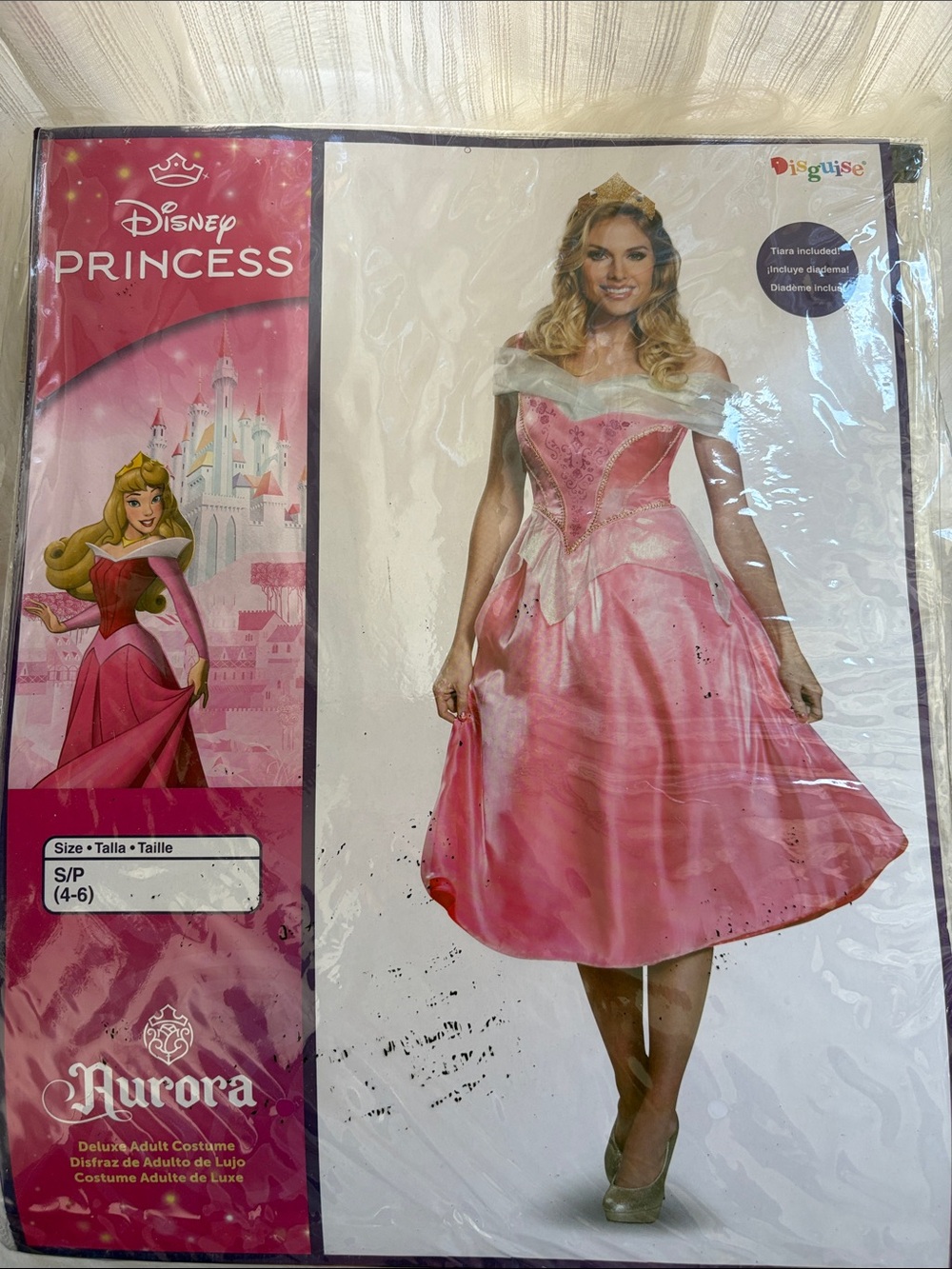 ⭐️Disney Aurora Women's Pink Satin Princess Dress and Tiara Costume⭐️